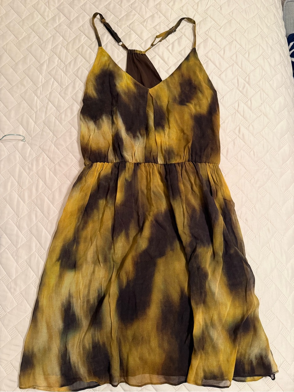 Alice + Olivia Yellow and Black Tie-Dye Slip Dress